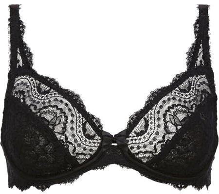 Playtex Reggiseno con Ferretto Flowery Lace in Pizzo Sostegno Perfetto Donna x1, Nero, 4B