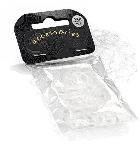 Pack of 250 Small Mini Hair Elastics Silicone Braiding Bands for Dreads Cornrows Braiding (Clear)