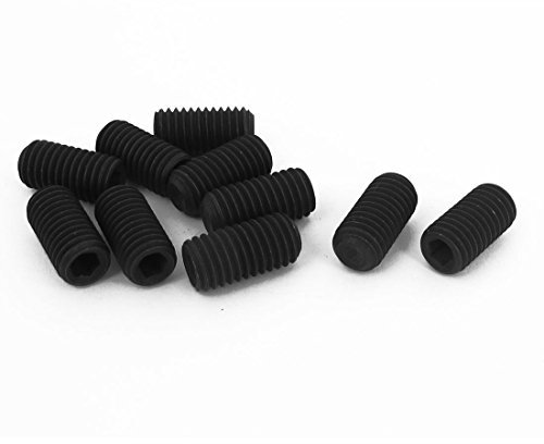 sourcing map 10pcs M10 x 20 mm Vis sans tête à pointe creuse noir douilles hexagonales