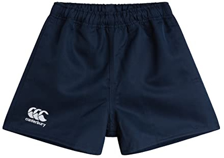 Canterbury Junior Unisex Professional Polyester Shorts | Rugby Short | Internal Drawstring & Pockets | Gym/Training Short Gym Shorts, Navy, 6