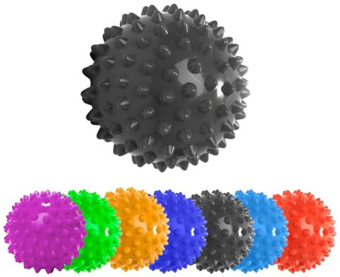 DoYourSports Pelota Pinchos Masaje »Nica« - Bola de Masaje para Rehabilitación - Pelota Lacrosse de Masaje para Fisioterapia o Pilates – Rodillo para fascias 8 cm de diámetro - Negro