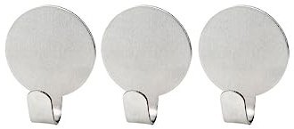 Fackelmann 61340 Klebehaken aus Edelstahl, Rund, 3 Stück, Silber, 3,7 x 3 x 3 cm