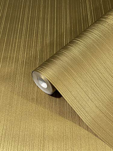 marburg Tapete Gold Uni Linien Klassisch Kollektion Glööckler Imperial Schlafzimmer Wohnzimmer oder Küche Made in Germany 10,05m X 0,70m 54443 BEKANNT AUS DEM TV!