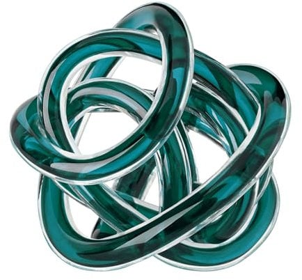 Torre & Tagus Orbit Sculpture en Verre soufflé à la Bouche avec nœud Infini - 7,6 cm - Boule décorative pour la décoration de la Maison - Petite décoration de Table pour la Maison (Bleu Sarcelle