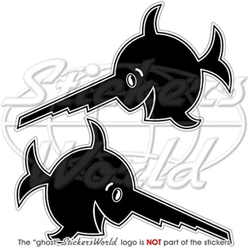 Emblem mit lachenden Sägefischen, Deutscher-U-Boot-Stil, 137,2 cm, Vinyl-Sticker, Aufkleber, 2 Stück