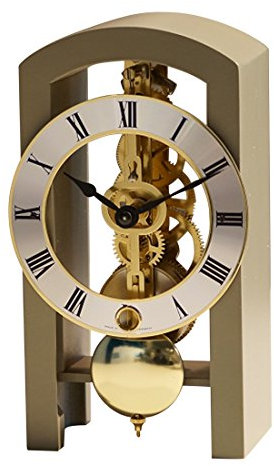 Hermle 23015-D10721 Moderne Skelett-Tischuhr, Grau, 18cm x 9cm x 11cm