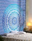 RAJRANG BRINGING RAJASTHAN TO YOU Blauer Baumwoll Mandala Wandteppich 228 x 213 cm Omber Hippie, dekorativer großer Wandbehang
