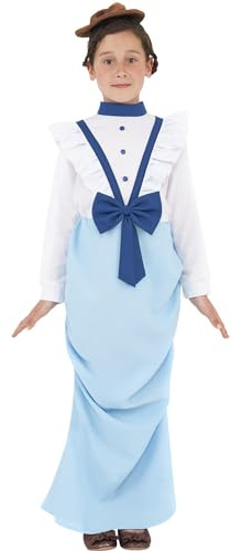Smiffys Posh Victorian Costume, Blue with Dress & Hat, Girls Fancy Dress, Child Dress Up Costumes