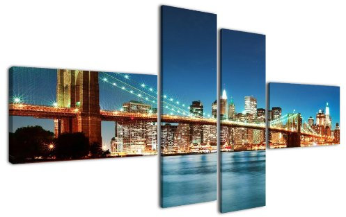 Visario Wandbilder 160 cm auf Leinwand (Nr 6525 New York) vierteilig fertig gerahmt, Marke original