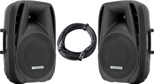 Pronomic PH15A Bühnen- und Konzertlautsprecher Paar, Aktiv PA-Lautsprecher, Mobile PA-Box inkl. XLR-Kabel, (USB/SD/Bluetooth MP3-Player, 200 W RMS / 350 W Peak, 15 Woofer, 1,35 Hochtontreiber) Set