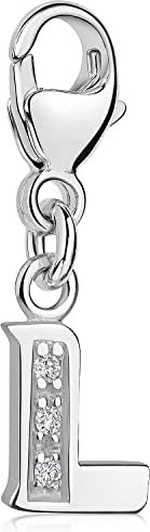 Materia Buchstabe L Anhänger Silber 925 mit 3 Zirkonia - Alphabet Charms C62
