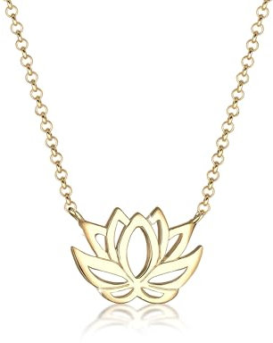 Elli Halskette Damen mit Anhänger cut-out Lotusblume in 925 Sterling Silber vergoldet 45 cm lang