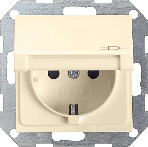 Gira 045401 Schuko Steckdose Klappdeckel System 55, cremeweiß