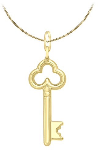 CARISSIMA Women's 9ct Yellow Gold Key Charm Pendant on Curb Chain Necklace of 46cm/18