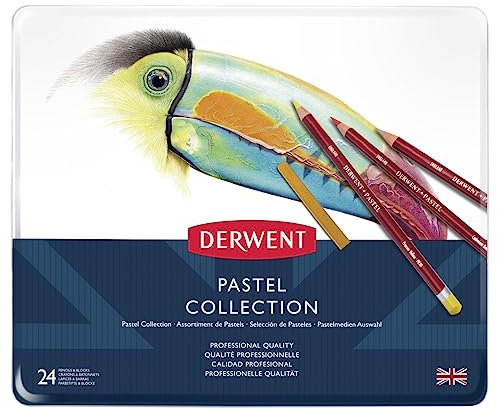 Derwent Pastel Collection Sampler Kit, Drawing & Writing, Set Of 24 Pencils, Blocks & Accessories For Pastel Drawing & Colouring, Professional Quality, 0700301