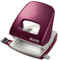 Leitz Pratica Perforatrice da Ufficio, Capacità fino a 30 Fogli, Rosso (Granata), Metallo, Guida di Arresto con Barra di Selezione del Formato, Gamma Style, Box, 50060028