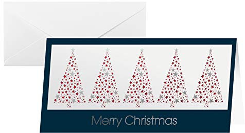 SIGEL DS032 Weihnachtskarten Set mit Umschlag | DIN lang | 10 Stück | mit Prägung Business Greetings | ideal zum Bedrucken