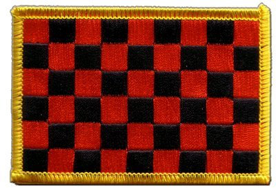 Flaggenfritze Flaggen Aufnäher Karo Rot-Schwarz Fahne Patch + gratis Aufkleber