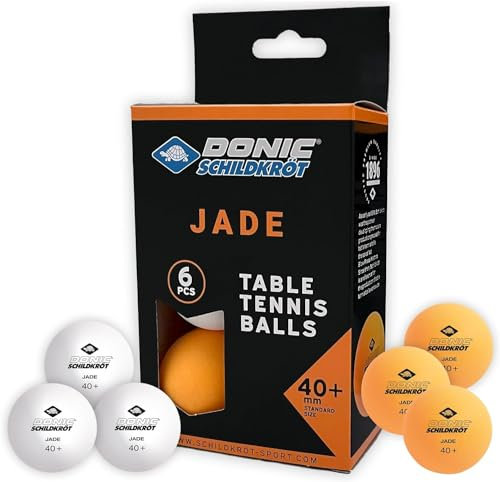 Schildkröt 608509 Unisex – Erwachsene Donic Tischtennisball Jade, Poly 40+ Qualität, 6 STK. im Blister, 3X, 3 x weiß / 3 x orange, Einheitsgröße