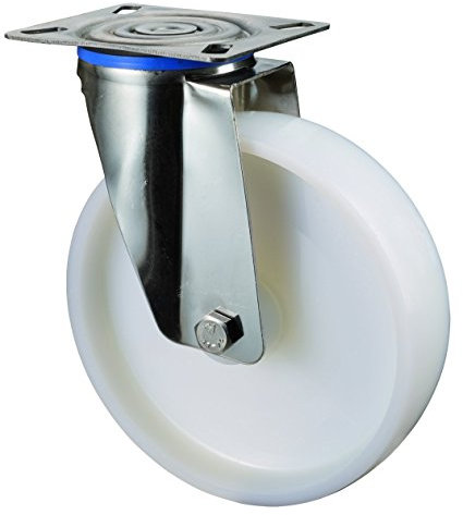 BS Rollen H100.A90.150 Edelstahlrolle, Lenkrolle, Ø 150 mm, Anschraubplatte, Kunststoffrad