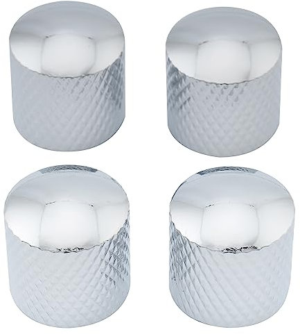 Musiclily Metrisch Gitarren Potiknöpfe Metall Knöpfe Volume Tone Dome Knobs für E-Gitarre Bass, Chrom(4 Stück)