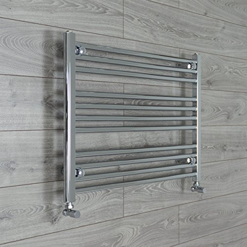Companyblue 750mm wide x 600mm high Heated Towel Rail Straight Flat Chrome Bathroom Warmer Radiator Rack Central Heating