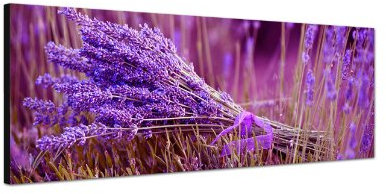 Augenblicke Wandbilder Keilrahmenbild Wandbild 150x50cm Lavendelfeld Strauß lila