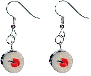 Miniblings Sushi Ohrringe Hänger Maki Fisch japanisch Essen Japan Küche - Handmade Modeschmuck I Ohrhänger Ohrschmuck versilbert