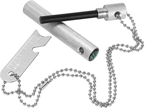 Grenhaven Fire Starter Flint Striker Lighter Kit with Compact Aluminum Case, 9000 Strikes, Magnesium Ferrocerium Rod for Survival, Camping Hunting Outdoor Use – Includes Bottle Opener and Compass