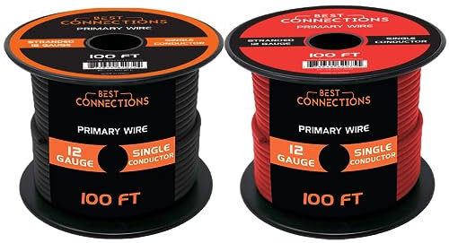 Audiopipe 12 Gauge Wire RED & Black Power Ground 100 FT Each Primary Stranded Copper CLAD