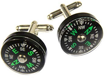 Miniblings Kompass Manschettenknöpfe Miniblings Knöpfe Box Outdoor Camping Travel Reise - Herrenschmuck Manschettenknopf Cufflinks Hemdknöpfe I Holzbox inklusive
