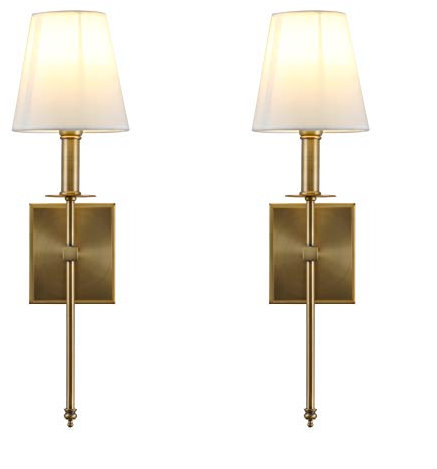 Yosoan Wandleuchte Wandlampe Einfache Moderne Kreative Wandleuchte mit Stoffschirme für Küche/Esszimmer/Schlafzimmer/Café/Bar/Club (2 Stück antike Farbe)