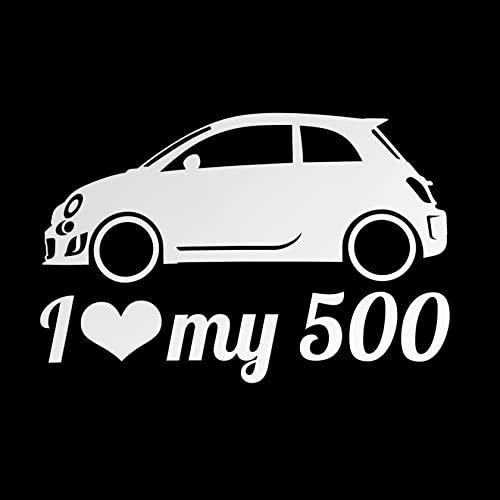 ERREINGE Sticker compatibile per FIAT 500 LATERALE JDM TUNING BIANCO Adesivo prespaziato in PVC per Auto Lunotto Finestrino - cm 12