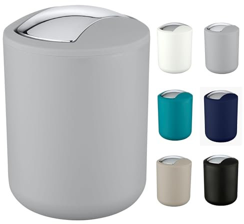 WK Brasilia Matt Finish 6.5 Ltr Small Bin - Bathroom/Office Bin (Grey)