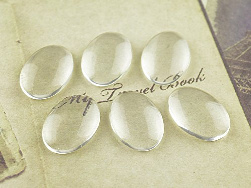 6 Cabochons Glas klar, 18 x 13 mm