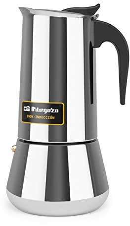 Orbegozo KFI 1260 - Cafetera Italiana, 12 Tazas, Asa, Válvula de Seguridad, Acero Inoxidable