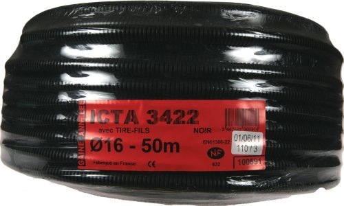 Janoplast JAN100591 Gaine ICTA avec tire fil/lubrifiée 50 m Diamètre 16 mm