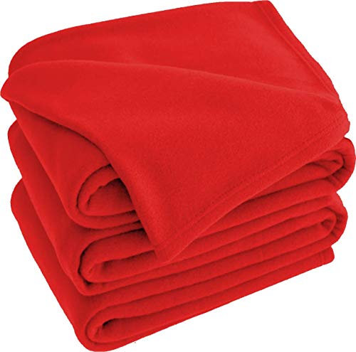 Adore Home Luxury Soft and Warm Sofa Bed Polar Fleece Throw Travel Car Blanket 120x150cm (Red)