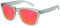 X-CRUZE 9-039 Nerd Sonnenbrillen polarisiert Style Stil Retro Vintage Retro Unisex Herren Damen - grau-transparent matt/rot-orange verspiegelt