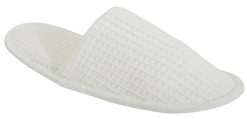Towel City Unisex Slipper/Pantoffeln/Hausschuhe mit Waffelmuster (41-44 EU) (Weiß)