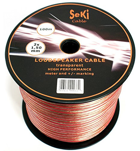 Altavoz Cable Transparente 2 x 1,50 mm², 100 m, Bobina de plástico