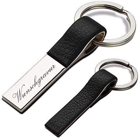 polar-effekt Schlüsselanhänger mit Gravur aus Kunstleder und Metall - Deutsche Herstellung - personalisiertes Geschenk - inkl. Geschenketui - schlicht und edel - für Jeden geeignet