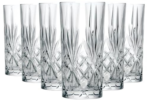 RCR 25766020006 Melodia Luxion Crystal Lot de 6 Verres à Cocktail, Verres de Boissons pour Jus ou Soda, Verres Long Drink en Cristal, 360 ml, Verres Tumblers à Eau, Compatibles Lave-Vaisselle