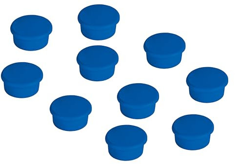 FRANKEN Signal-Magnete Rund, 10 Stück, Hochwertige Haftmagnete für Markierungen und Hervorhebungen auf Plantafeln, Magnettafeln und Schreibtafeln, 13 mm, Blau, HM10 03