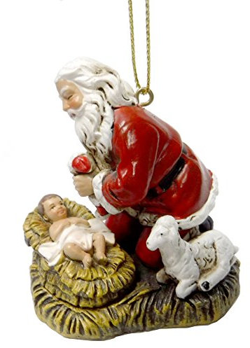 Joseph Studio Kneeling Santa with Baby Jesus Christmas Ornament