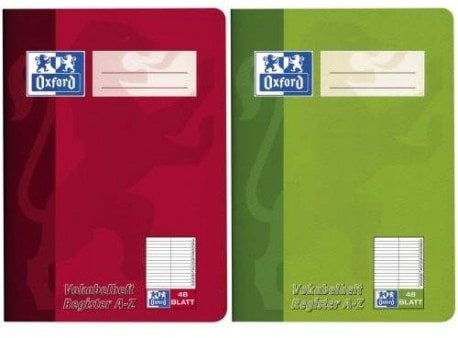 Oxford 100302812 Vokabelheft - A5, 48 Blatt, liniert, Mittelstrich mit Register A-Z