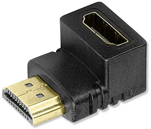 OcioDual HDTV 1.4 Winkel Stecker auf Buchse Adapter Schwarz 90 Grad Abgewinkelt Winkelstecker Winkeladapter XHD 4K Full HD 1080p