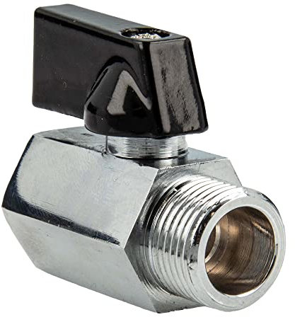 tecuro Mini-Kugelhahn 1/2 Zoll, Innengewinde x Außengewinde, temperaturbeständig von -5°C bis +90°C, PTFE Dichtungsmaterial, Messing verchromt