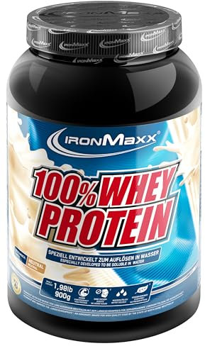 IronMaxx 100% Whey Protein Pulver 900g - Neutral - Leckerer High Protein Shake, 37g Eiweiß pro Portion, Power Drink für intensives Muskel-Training, Mit BCAAs und EAAs