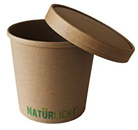 'soup to Go Gobelet Bien sûr 12 oz – env. 300 ml avec couvercle, 2 pièces, marron naturel, soupes Gobelets collation to Go Gobelet, enduit de PE, biodégradable, 200 pièces